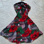 Source Unknown  Asymmetrical Dress in Red and Green Floral Photo 3
