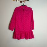 J.Crew  hot pink eyelet embroidered long sleeve drop hem dress Photo 4