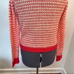 WAYF  Open Knit Stripe Crewneck Sweater White Pink Photo 10
