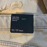 Wild Fable  Green Yellow  Distressed BERMUDA Shorts Button Fly Size 12 Photo 2