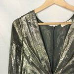 Ramy Brook Gold Metallic Silk Long Sleeve Mini Dress 2 Photo 4