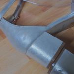 Free People  Marigold Sandal Ankle Block Heel Suede Leather Shimmer 38 (US 8) Photo 8