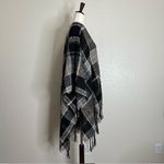 NWT Ganz Plaid Fringe Shawl Sweater, One Size Black Size undefined Photo 5
