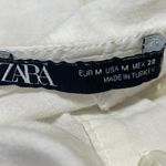 ZARA  White Floral Embroidered Eyelet Long Bell Sleeve Henley Shirt Blouse Top M Photo 2