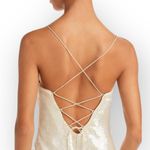 Cinq a Sept Lauri Mini Dress Women's Plus 14 Ivory Sequin Silk Strappy Lace Up Photo 14