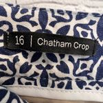 Talbots Chatham Cropped Pants Blue White High Rise Flat Front Side Zip Size 16 Photo 1