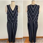Chico's Collection Women's Jumpsuit Sz 16 Large Sleeveless Striped Navy White # Blue Photo 2