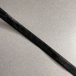 WCM New York Womens Leather Belt Medium Gold Toned Embossed Italian Dress USA Black Photo 3