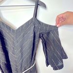 Trina Turk  Black Cold Shoulder Gold Metallic‎ Stripe Rope Belt Dress Photo 3