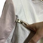 Guess Pink White Faux Leather Moto Jacket Gold Exposed Zipper Womens Small Photo 12