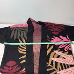Saachi Tropical Leaves Cardigan Sweater Black Pink One Size Size undefined Photo 6