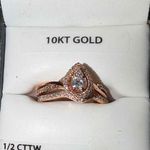10kt Rose Gold 1/2 CT diamond bridal engagement ring set size 7 Silver Photo 8