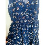 THAKOON Navy Lotus Print Shirred Waist Ruffled Hi Photo 5