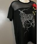 Emory park Shirt Womens Medium Black Mesh Rose Patch Dark Angel Graphic Goth Photo 1