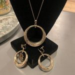 Vintage Silver Etched Hoop Drop Chinese Character Screw Back Earrings Photo 2