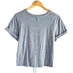 Joie  Lizeth Lace Up Corset Front Short Sleeve Top in Heather Grey 100% Cotton, M Photo 7