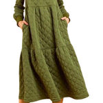 Source Unknown Quilted Green Maxi Dress with Hoodie and Pockets, Size Large New with Tag Photo 0
