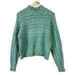 Witty Fox Cable Knit Mock Neck Sweater Womens S Green Textured Cozy Winter Photo 1