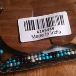 Southwestern Turquoise and White Seed Beaded Belt with Wooden Buckle Photo 10