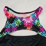 Neontide Black Floral Sports Bra Cutout Active Bikini Bralette Swim Top S Small Photo 2