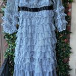 Maddison Polka Dot Maxi Dress in Dusty Blue Size Medium Gray Photo 3