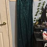 Emerald Green prom dress with slit Size 2X Photo 3