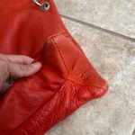 Italian Leather Tote Bag Buckle Shoulder Strap Top Handle Orangeish hint of red? Red Photo 3