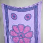YOA Floral Scarf Shawl Wrap Fringe Mandala Pattern FLAWS Women 62" x 44" Boho Purple Photo 15