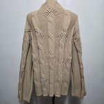 ZARA  Taupe Cable Knit Large Sweater Chunky Knit Wool Blend Minimalist Neutral Photo 6