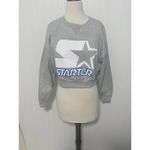 ZARA  x Starter Cropped Sweatshirt Gray Long Sleeves Graphic‎ Logo Gray Medium Photo 12