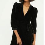 RHODE Lainey Velvet Midi Wrap Dress Black Womens Size XS Photo 1