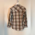 Wrangler Womens Top VTG Plaid Pearl Snap Long Sleeve Pink Tan Blue Small Photo 3