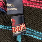 Vintage 80s Black Wool Ski Hat Neon Pink Blue Stripes Pom Pom Photo 5