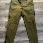 Ecru  Women's Olive Trousers with Zipper Details Mid Rise Pants Photo 0