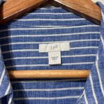 J. Jill Linen Button Down Shirt Dress Size Large Striped Midi Blue Beach Photo 1