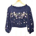 Free People  Saachi Off the Shoulder Top embroidered Smocked Sz Small Photo 6