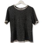 CAbi Cocoa Shell Terry Tweed Knit Top in Charcoal M Photo 2