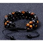 Unisex Triple Tier Bracelet with Yellow Tiger Eye & Hematite Black Photo 1