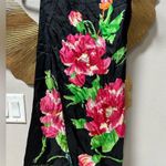 Ralph Lauren black bold pink rose print silk scarf long neck tie headband wrap Photo 3
