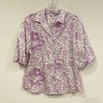 Patty Kim Top Women's Size Small Purple Chinese Floral Print Photo 0