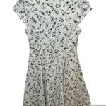 Ixia Women’s Cat Print Fit & Flare Dress White & Black Retro Style Made In USA L Size L Photo 4