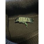 Ralph Lauren Lauren Monogram Embroidered Cotton Turtleneck Shirt Brown Measured Photo 5