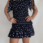 Polka Dot Preppy Dress | Navy Blue Photo 0