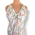 Abercrombie & Fitch XLP Floral Tulip Midi Dress Sage Green Pink White Bow Front Photo 1