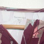 Garnet Hill  Maroon Tropical Floral Long Sleeve Rash Guard Quarter Zip Top Photo 5