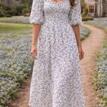 Torrid Blue Floral Smocked Midi Dress Cottagecore Romantic Milkmaid Ditsy Floral Photo 1