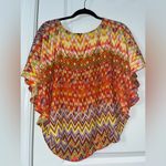 Peter Nygard Peter Nygård Women’s Butterfly Sleeve Layered Chiffon Bling Chevron Blouse Sz S Photo 3