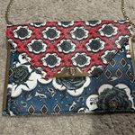 ALDO gold chain wallet clutch bag floral red blue, crossbody/ shoulder. EUC Photo 1