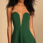 Lulus LULU’S Begin The Party Emerald Green Strapless Plunge Skater Dress Photo 0