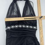 Cache  Dress Womens 6 Black Sequins V Neck‎ Mini Ruched Vintage Y2K Photo 3